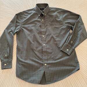 Arrow Mens Small Green Plaid Long Sleeve Button Down Cotton Blend Wrinkle Free